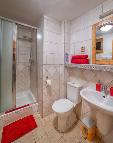 Sprchovací kút, WC, kúpeľňa, toaletný papier