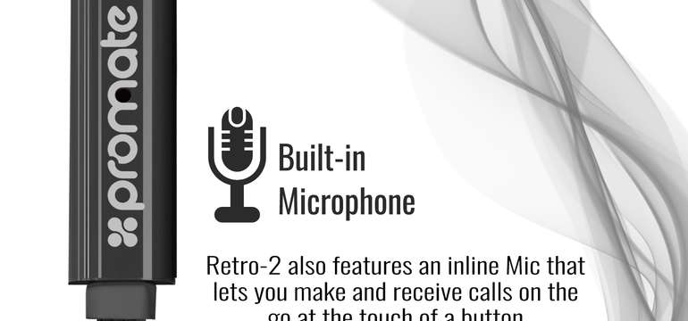 Slúchadlá do uší s mikrofónom Promate Retro 2, dizajn náramok