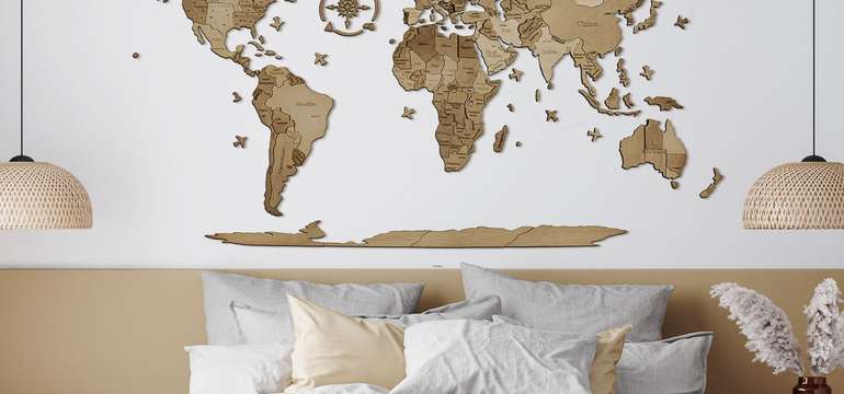 3D puzzle mapa sveta - farba Terra (hnedá)