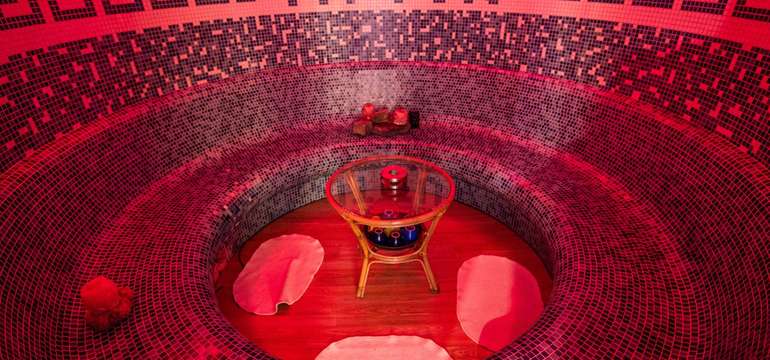 Wellness menu:  sauna, fitness, dvě masérny, dva whirlpooly, infrasauna a sluneční louka