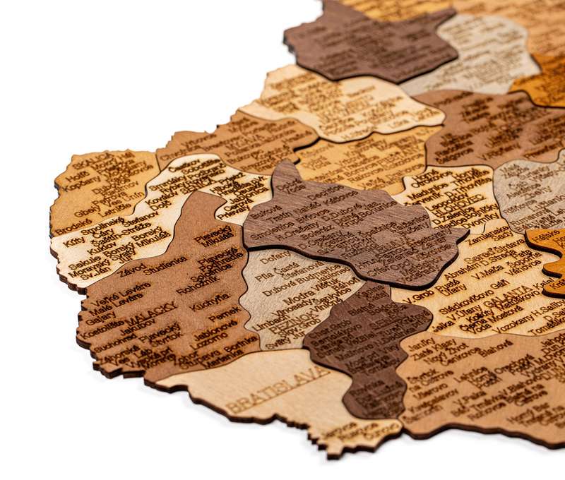 3D Drevená puzzle mapa Slovenska 
