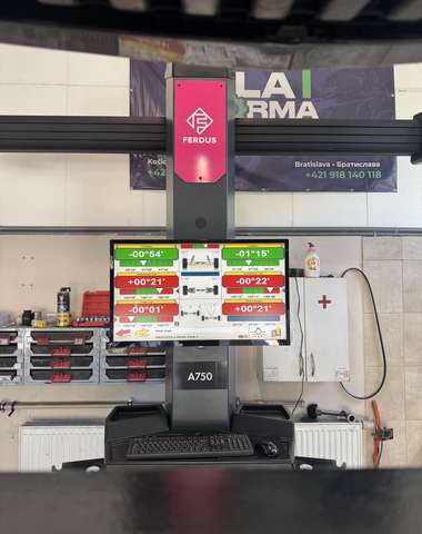 Presná 3D geometria všetkých kolies v Platforma Autoservice