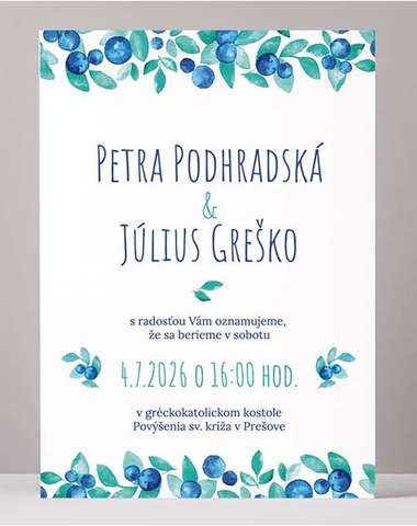Svadobné oznámenie - Čučoriedky