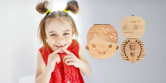 BLACK FRIDAY: Drevená krabička na mliečne zúbky so slovenskými nápismi pre dievčatká aj chlapčekov/Slovensko