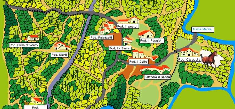 Mapa areálu, kde nájdete aj vilu Fattoria IL Santo