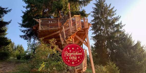 EXTRA CENY: Zážitkový pobyt v unikátnom domčeku v korunách stromov na Liptove s raňajkami z košíka/Liptov