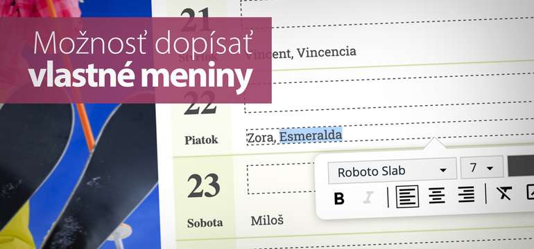 Možnosť dopísať vlastné meniny 