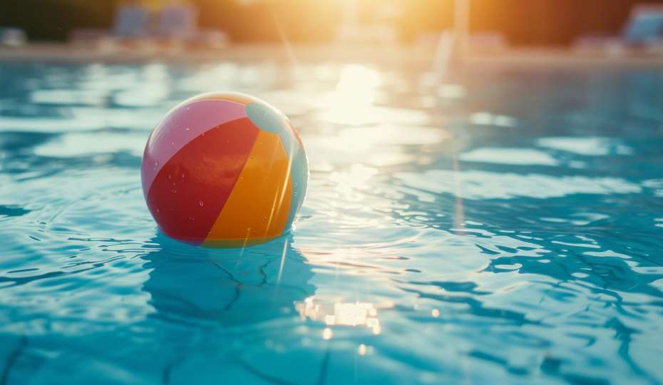 lopta v bazéne, leto, letné aktivity, kupanie