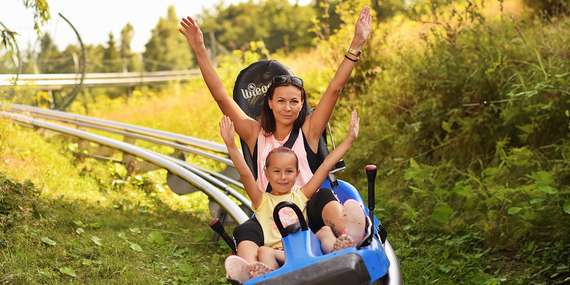 Jazda na bobovej dráhe, zjazd na horských kolobežkách a bungee trampolíny v letnom centre zábavy Snowparadise Veľká Rača / Veľká Rača - Oščadnica