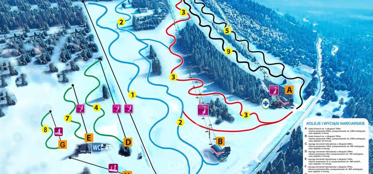Narciarzom Jurgow Ski oferuje 7 tras narciarskich o różnym stopniu trudności