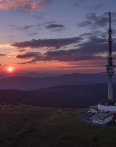 Pohled na Praděd při západu slunce