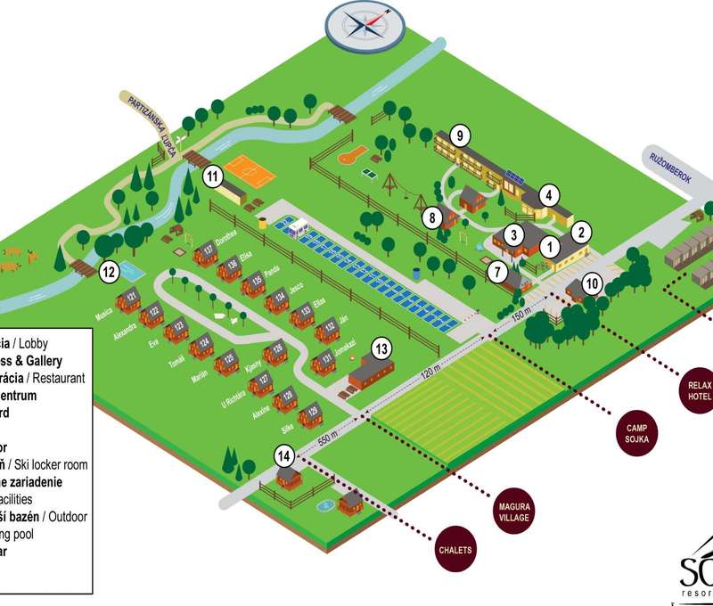 Mapa areálu Sojka resortu