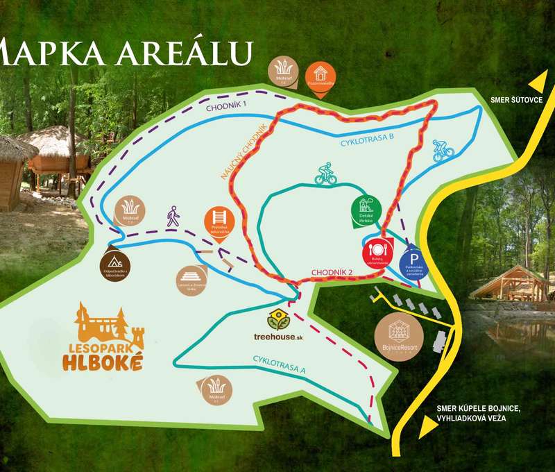 Mapa lesoparku v Bojniciach