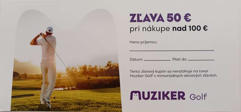 V cene kurzu získate poukážku v hodnote 50 € na nákup v Muziker golfe