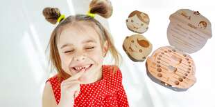 Drevená krabička na mliečne zúbky so slovenskými nápismi