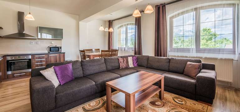 Ubytovanie  v 28 moderne zariadených, dvojlôžkových apartmánoch v 3 kategóriách