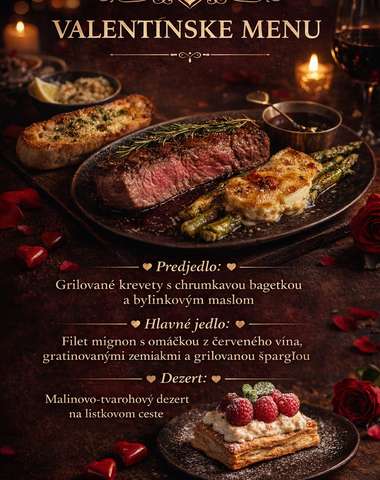 Valentínske menu v reštaurácii Black Angus STEAK HOUSE