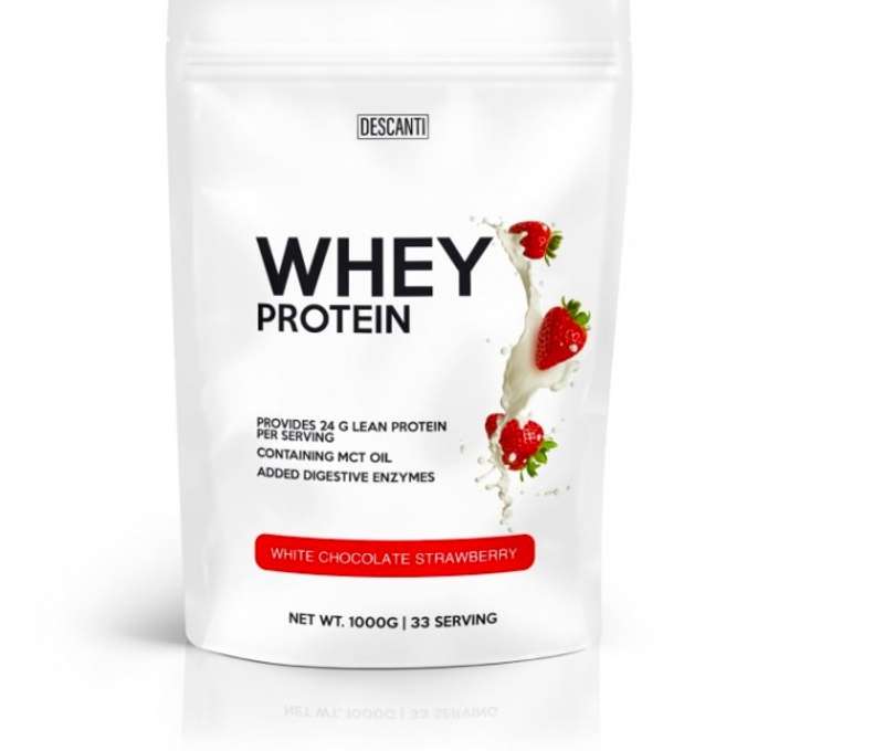 Descanti Whey protein, biela čokoláda - jahoda
