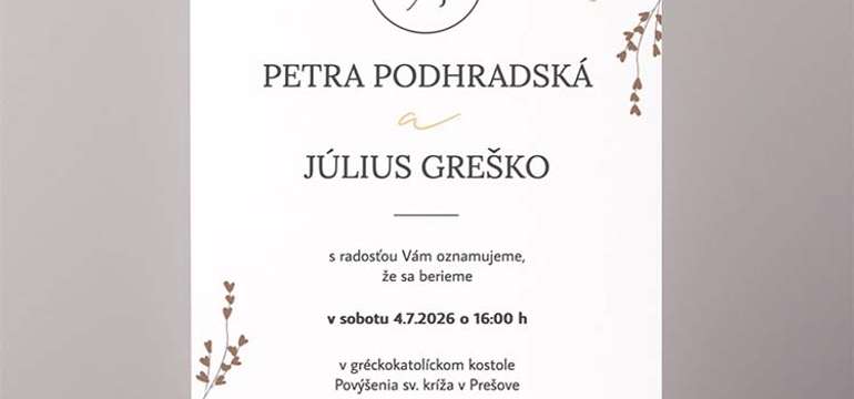 Svadobné oznámenie - Z herbára