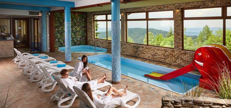 SPA zóna ponúka plavecký bazén, detský bazén, fínsku saunu, infrasaunu, parný kúpeľ a dve jacuzzi