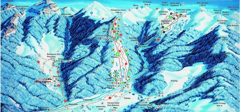 Mapa strediska Vrátna Malá Fatra