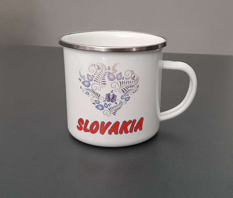 Plechový smaltovaný hrnček 355 ml (výška 80 mm, priemer 87 mm)