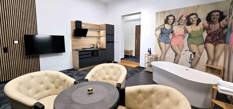 Mezonetový apartmán v komplexe Salón MISSEN - obývacia izba