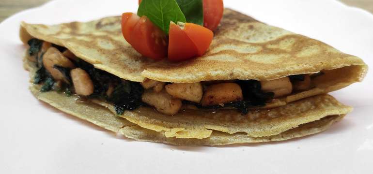 Palacinky s lososom a špenátom