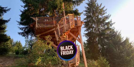 BLACK FRIDAY: Zážitkový pobyt v unikátnom domčeku v korunách stromov na Liptove s raňajkami z košíka/Liptov