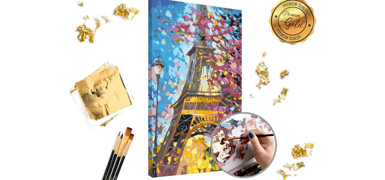 Maľovanie podľa čísel PREMIUM GOLD – Eiffel Tower 60x40 cm