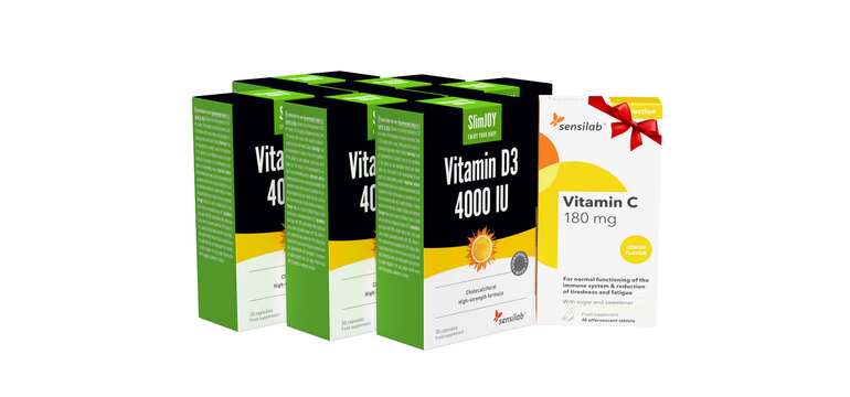 Vitamín D3 - balíček na 6 mesiacov + šumivý vitamín C (180 mg) zdarma