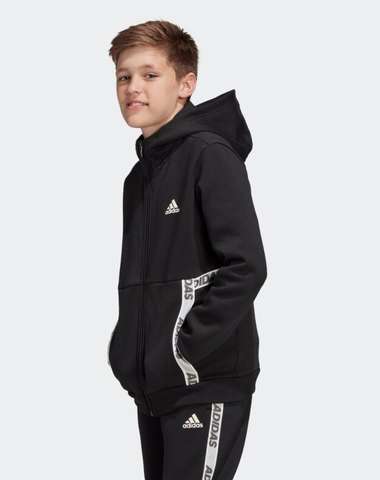 Adidas detská mikina čierna s bielymi pásmi