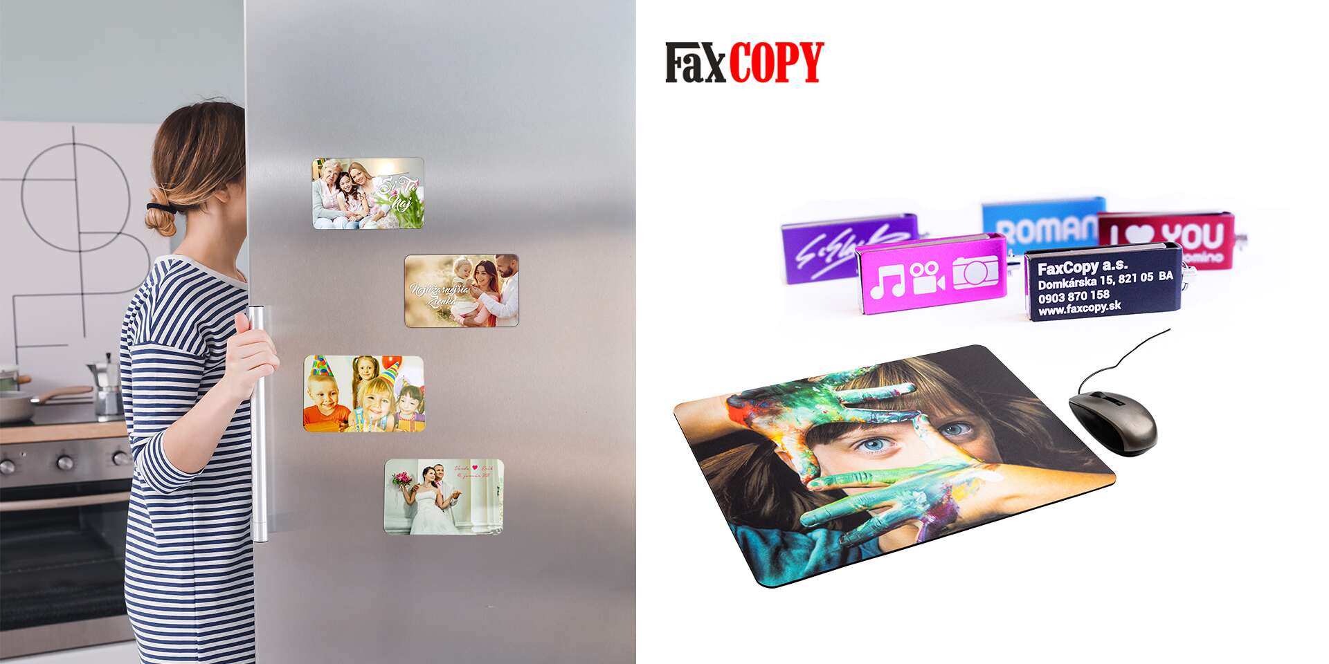 Exkluzívne hliníkové fotomagnetky, podložka pod myš a USB s vašou fotografiou s osobným odberom ZADARMO až v 41 predajniach FaxCOPY