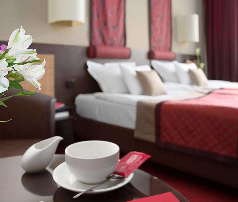 Pokoje Wellness Hotelu Rubin**** kombinují příjemnou krémovou barvu s elegantní rubínovou