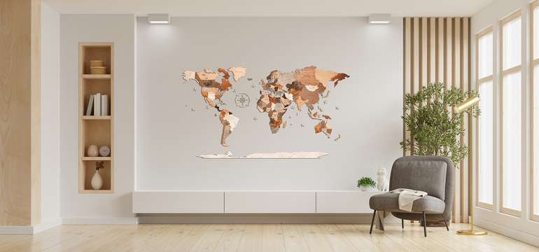 3D Drevená puzzle mapa sveta 
