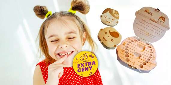 EXTRA CENA: Drevená krabička na mliečne zúbky so slovenskými nápismi pre dievčatká aj chlapčekov/Slovensko