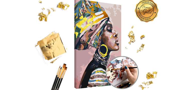 Maľovanie podľa čísel PREMIUM GOLD – Žena s turbanom 60x40 cm