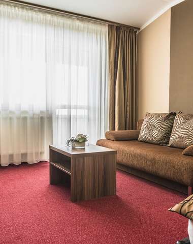 K štandardu všetkých izieb patrí sprchový kút, televízor, trezor, minibar a WiFi