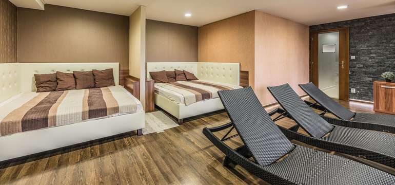 Fínska sauna,  infra sauna, ochladzovacia kaďa, vírivá vaňa, relaxačná miestnosť, samost
