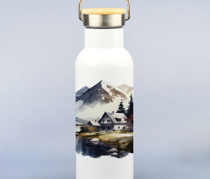 Turistická termoplechovka (500 ml) - kov, bambus
