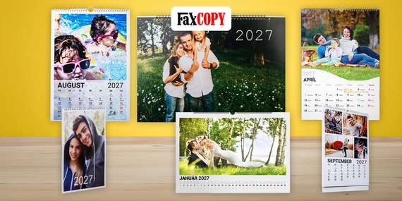 Stolové a nástenné kalendáre 2027 s vlastnými fotografiami v prvotriednej kvalite - osobný odber ZADARMO až v 40 predajniach FaxCOPY / Slovensko