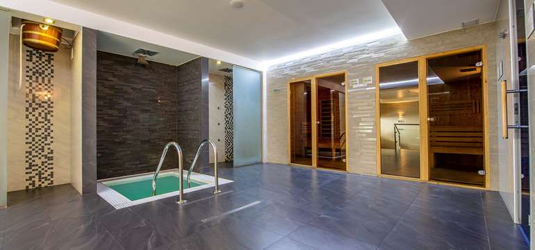 Jacuzzi, fínska, parná, infrasauna, ochladzovací bazén, masážna sprcha, relaxačná zóna