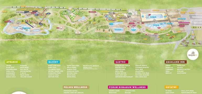 Aqualand Moravia - mapa areálu