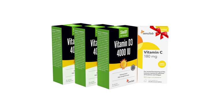 Vitamín D3 - balíček na 3 mesiace + šumivý vitamín C (180 mg) zdarma
