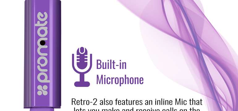 Slúchadlá do uší s mikrofónom Promate Retro 2, dizajn náramok