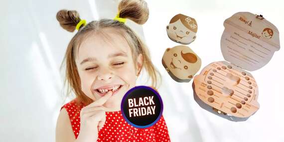BLACK FRIDAY: Drevená krabička na mliečne zúbky so slovenskými nápismi pre dievčatká aj chlapčekov/Slovensko