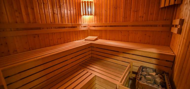 Wellness tvorí krytý bazén, 3 sauny (fínska, parná, infra), oddychová miestnosť a ľadové vedro