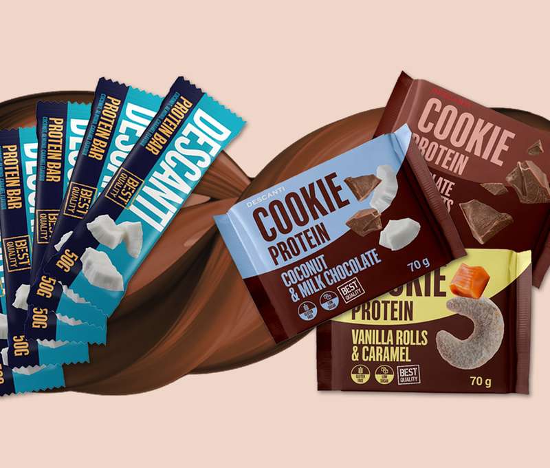 Proteínové tyčinky a cookies Descanti