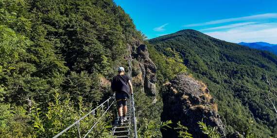 Via ferrata na Skalke v Kremnických vrchoch s najdlhším lanovým mostom/Slovensko