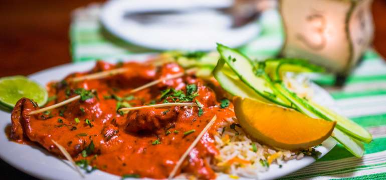 Indická kuracia tikka masala alebo butter chicken v Little India